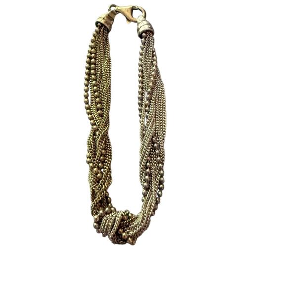 925 Sterling Silver Two Tone Multi Strand Bracelet - Picture 1 of 8